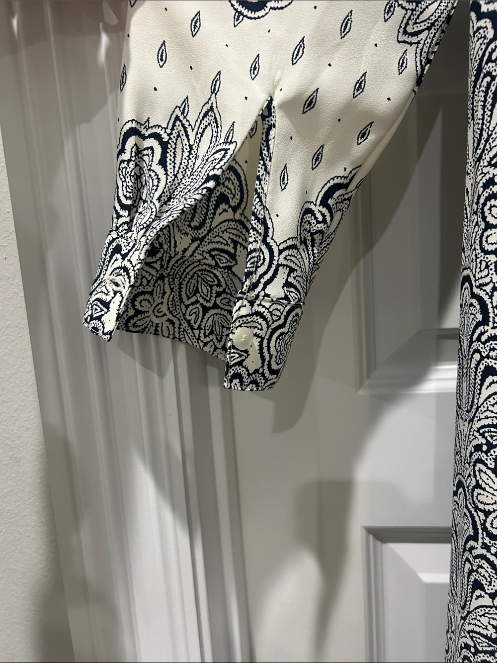 LOFT Navy & Cream Paisley Maxi Shirt Dress - Picture 4 of 4